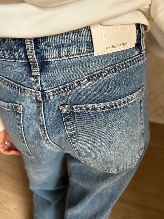Hm x LEE mom oversize | niebieskie jeansy spodnie damskie