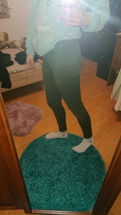 Zielone spodnie skinny wysoki stan*36
