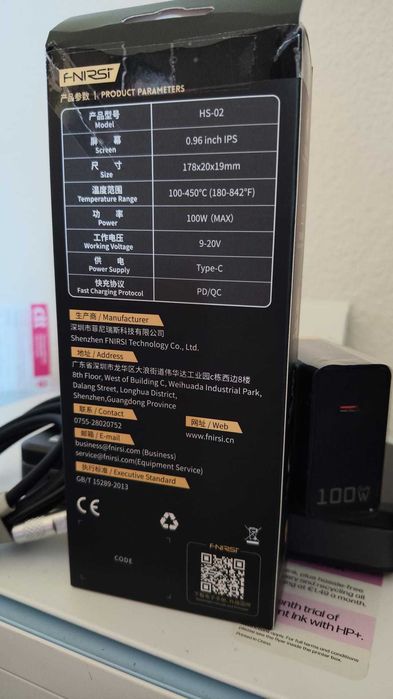 FNIRSI HS-02A Kit Ferro de Soldar Inteligente 100W USB-C PD | Completo | Novo