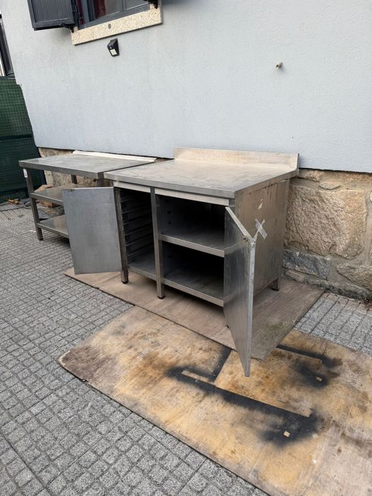 Bancada inox industrial com portas