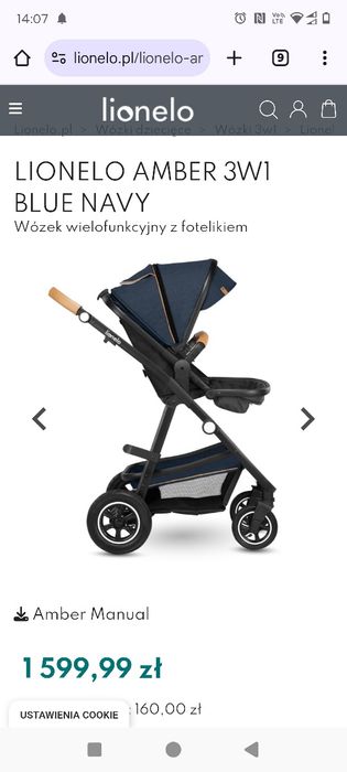 Wózek lionelo Amber 3w1 blue navy