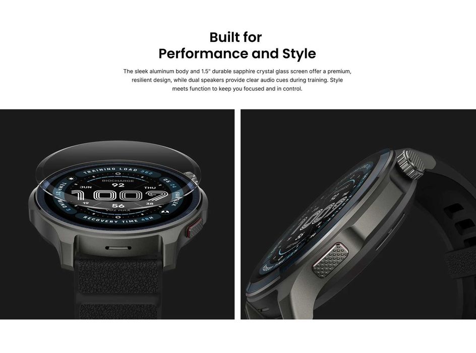 Смарт-годинник Amazfit Balance 2 AMOLED 1.5"  Black (без NFC)