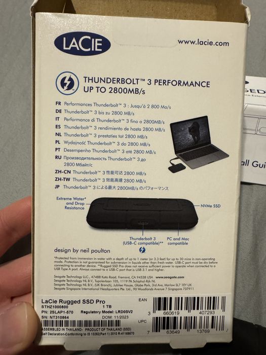 Внешний ssd диск Lacie Rugged pro 1tb sthz1000800 thunderbolt 3