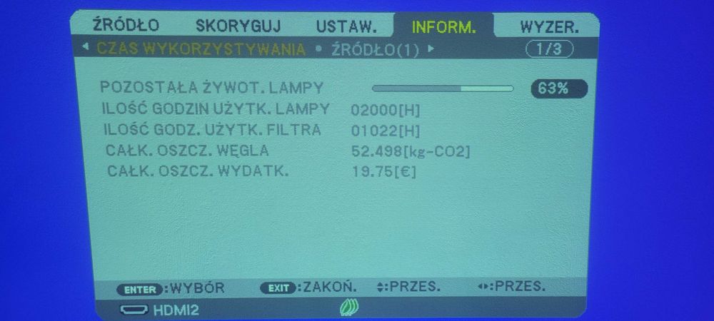 Projektor LCD NEC UM301W biały krótkoogniskowy idealny stan