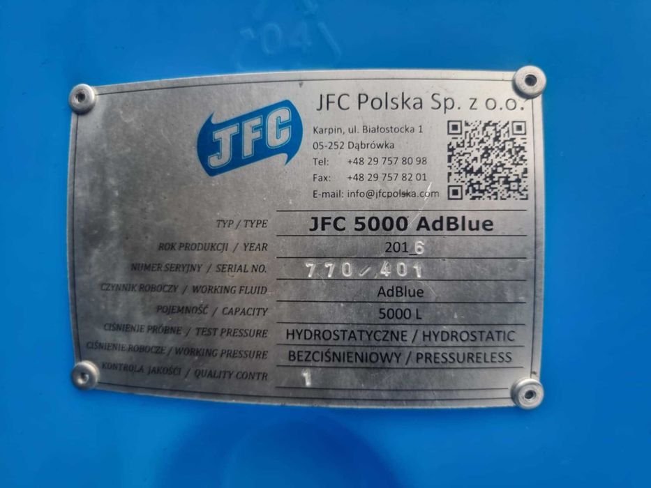 Zbiornik JFC 5000L AdBlue | Kompletna Stacja Wydawcza | Szafa | 2016