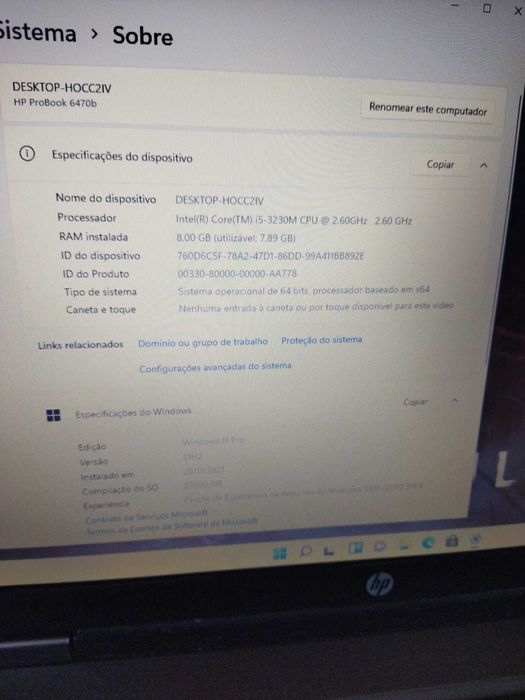 Portátil HP i5 Modelo 6470B