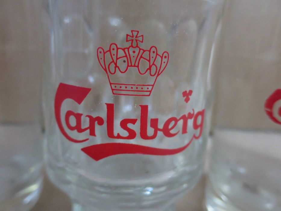 Copos e caneca Carlsberg cerveja antigos fino vintage em vidro
