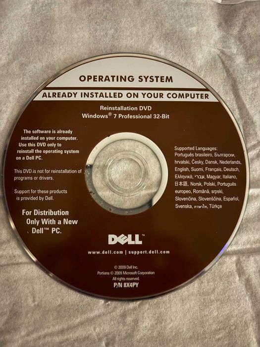 Windows 7 32 bit płyta reinstalacyjna Dell