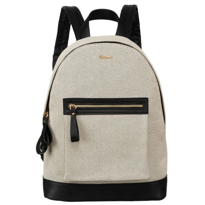 Plecak Damski PETERSON Miejski Skóra Tkanina PTN CAN-05 Beżowo-Czarny