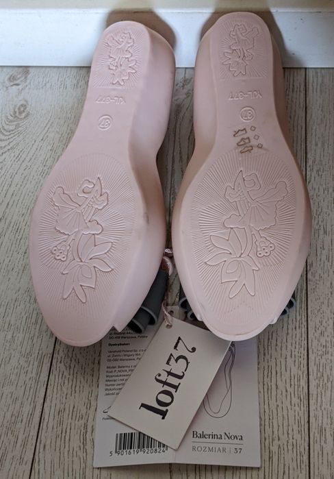 NOWE balerinki r. 37 (23,5 cm) loft37 jasny róż z kokardą