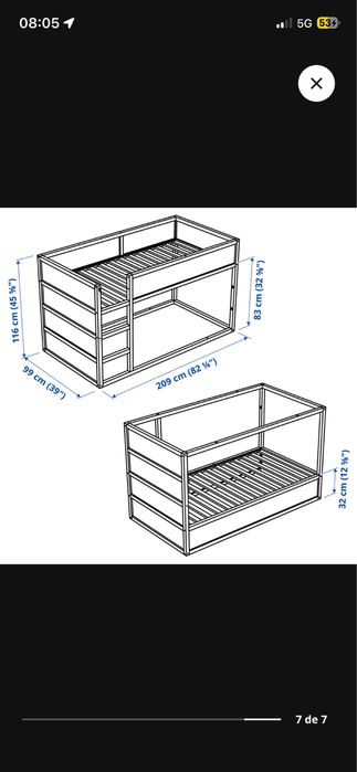 Cama IKEA KURA reversível com colchão