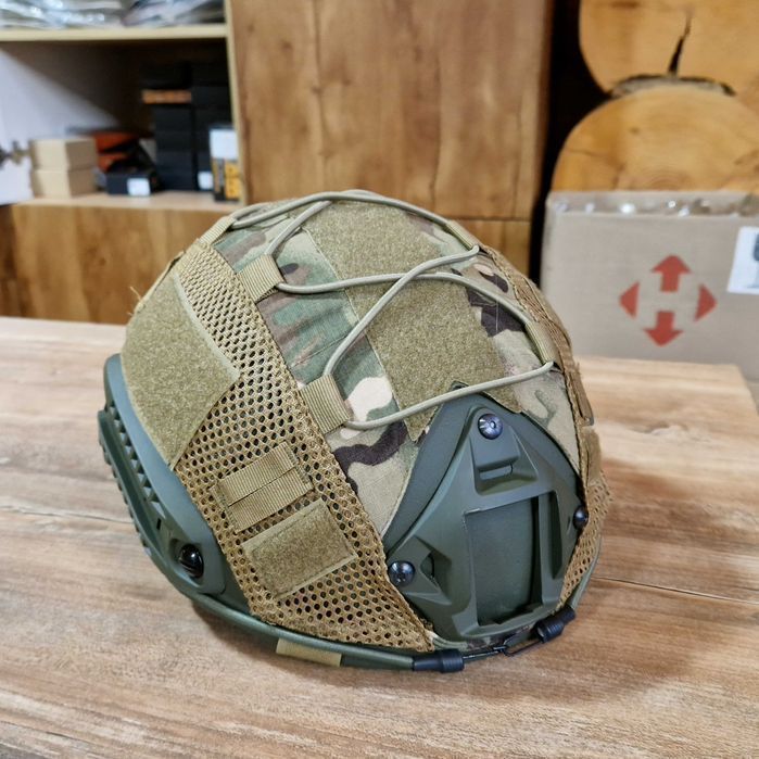 Військовий шолом Каска FAST NIJ 3А з навушниками EARMOR M31