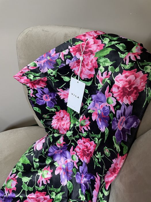 Спідниця міді XL квітковий принт, НОВА