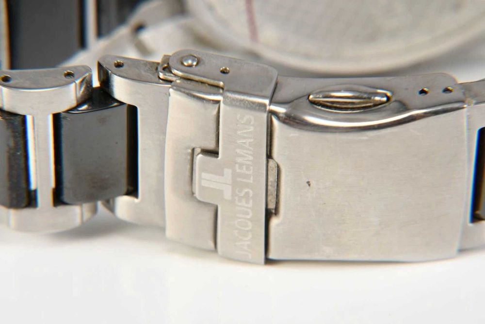 Jacques Lemans 1-1634 biała tarcza Duotime Date zegarek męski Multifunction
