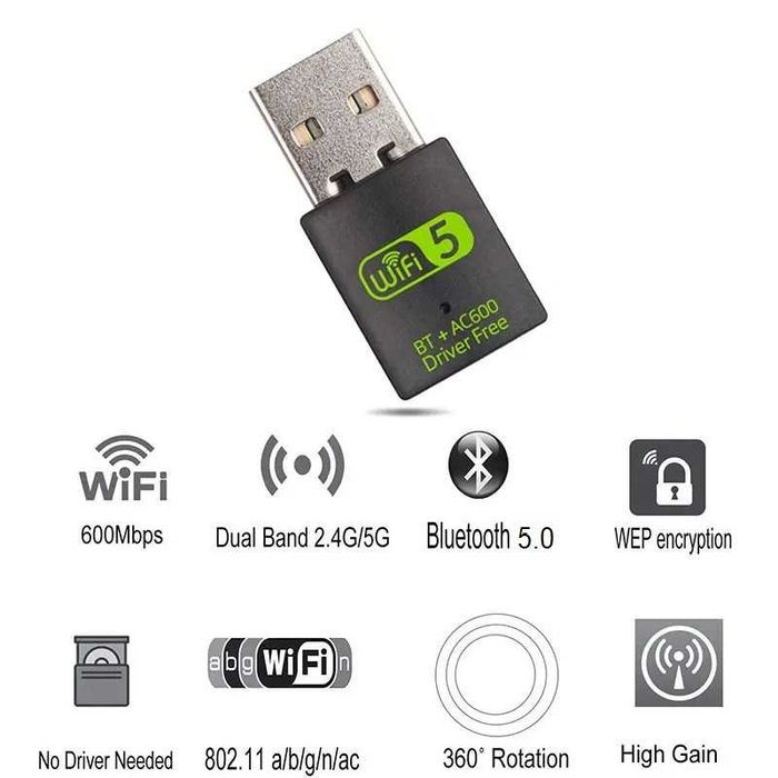 Karta sieciowa WiFi dual band 2,4/5.0 GHz + Bluetooth