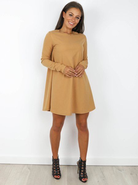 Trapezowa sukienka r. XS/S KARMEL