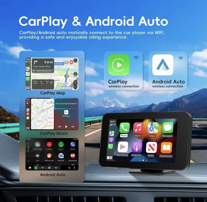 Rádio Android Rimoody 4.7 ''Smart Screen Player CarPlay GPS Navegação EQ s/ camara