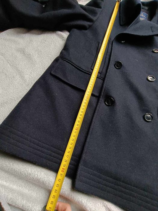 Płaszcz wełniany męski granatowy, kurtka zimowa M wełna wool