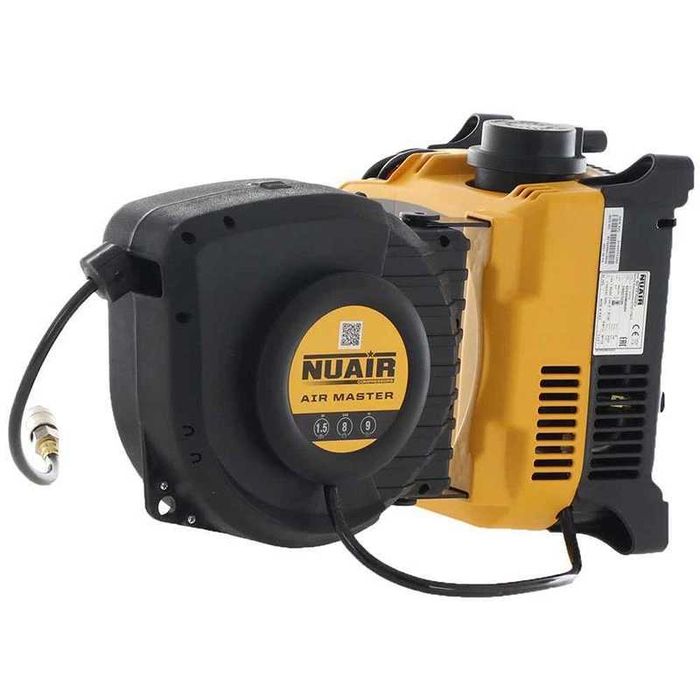 bezolejowy kompresor ścienny Nuair 8bar z wężem samozwijającym