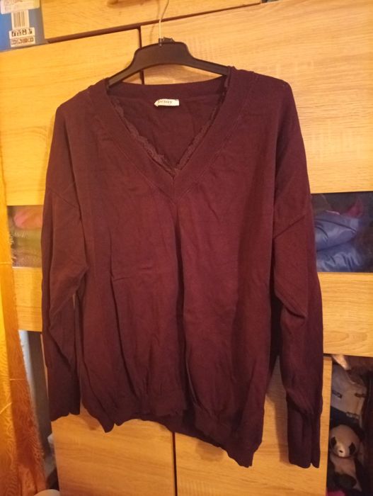 Piękny Sweter Orsay Koronka Dekolt L/40