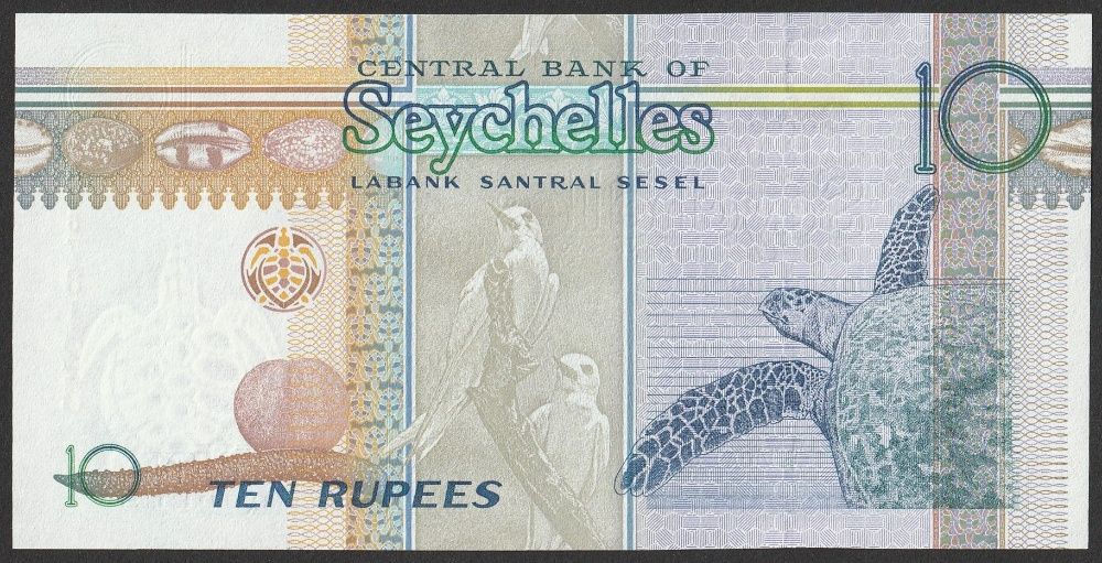 Seszele 10 rupees 1998 - Żółw - stan bankowy UNC