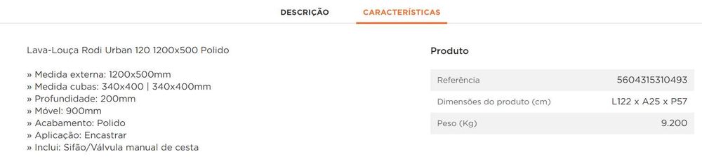 Lava-Louça Rodi Urban 120 Polido