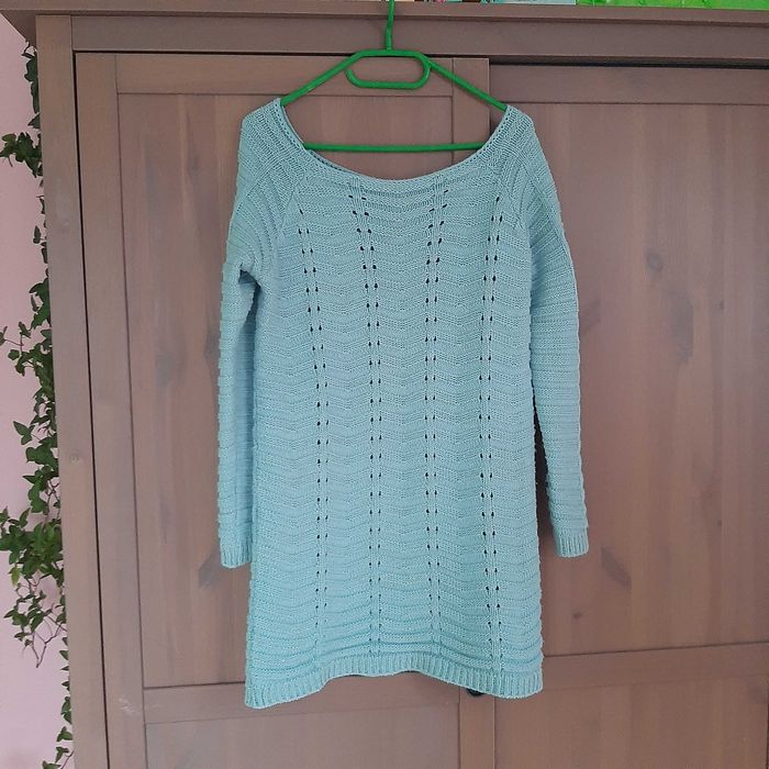Miętowy jasno zielony turkusowy swetr sweter sweterek tunika S/M