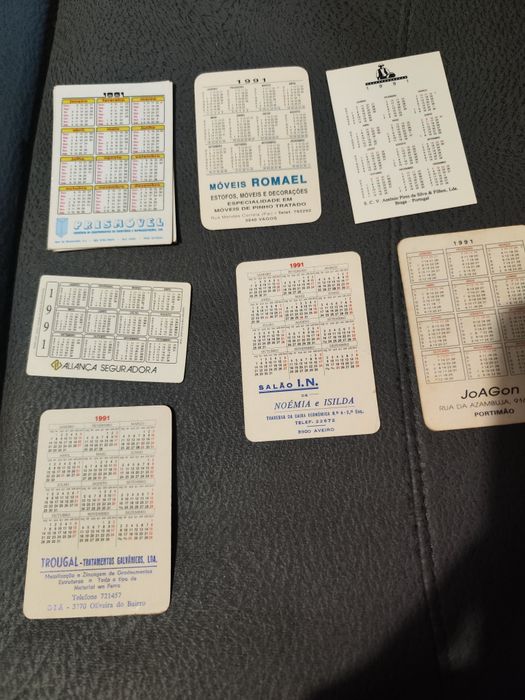 Sete calendários de bolso de 1991