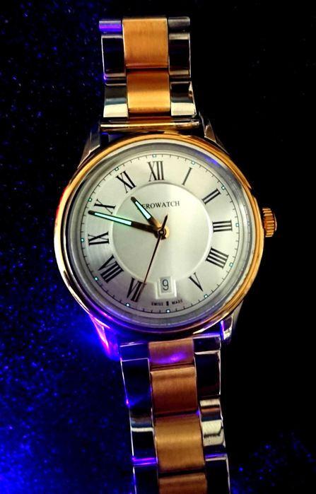 Zegarek Aerowatch Swiss 50M Sapphire Gold 41mm Slim Line Luminova Data