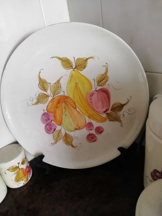 Conjunto Decoração Cozinha/Potes-artesanato-Pintado à mão-assinado