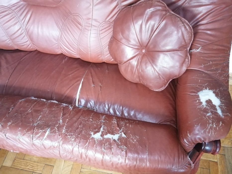 Skórzany zestaw wypoczynkowy sofa + 2 fotele