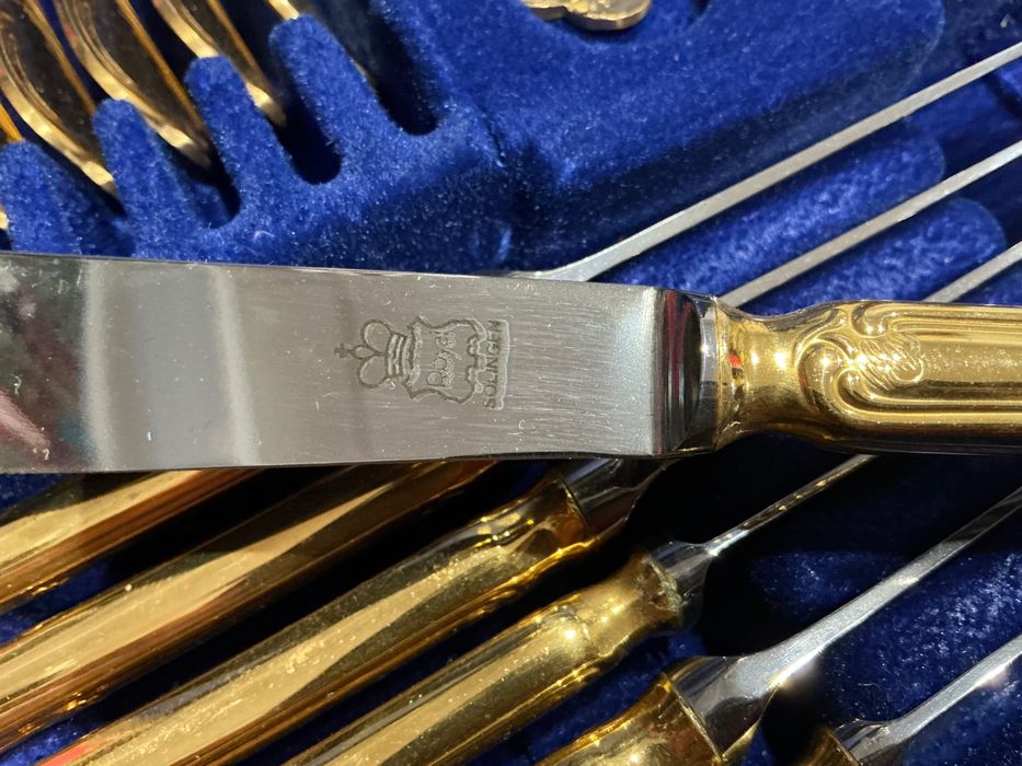 Talher solingen banho de ouro 22 /serviço para 6 pessoas estojo mala