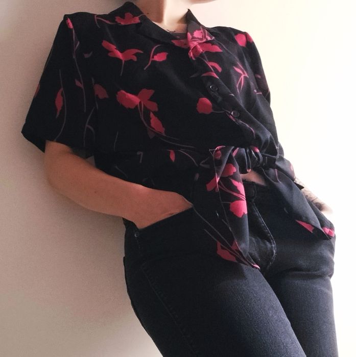 Narzutka koszula see-through prześwitująca tiul dark academia