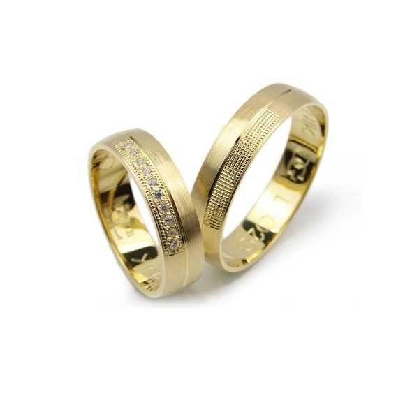 Obrączki ślubne złote matowe z cyrkoniami 5mm próba 585 goldrun bytom