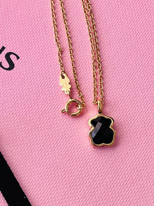 Tous color nowy naszyjnik srebro pozłacane miś 1cm