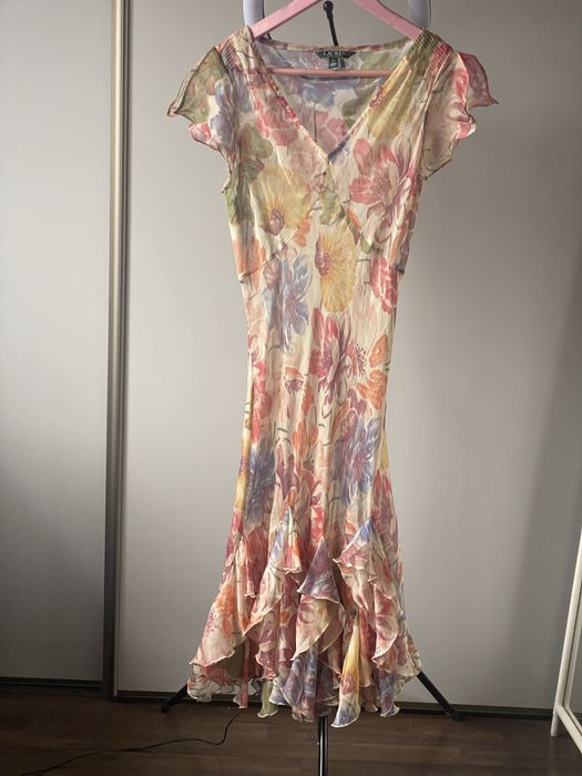 Ralph Lauren oryginalna piękna suknia ,kobieca mgiełka falbany