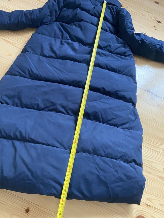 Пуховик жіночий довгий з високим коміром Темно-синій