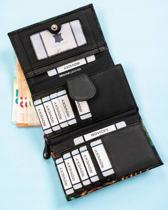 pojemny, skórzany portfel damski na zatrzask - rovicky