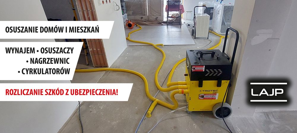 Osuszacz powietrza osuszanie  po zalaniu wynajem  osuszaczy