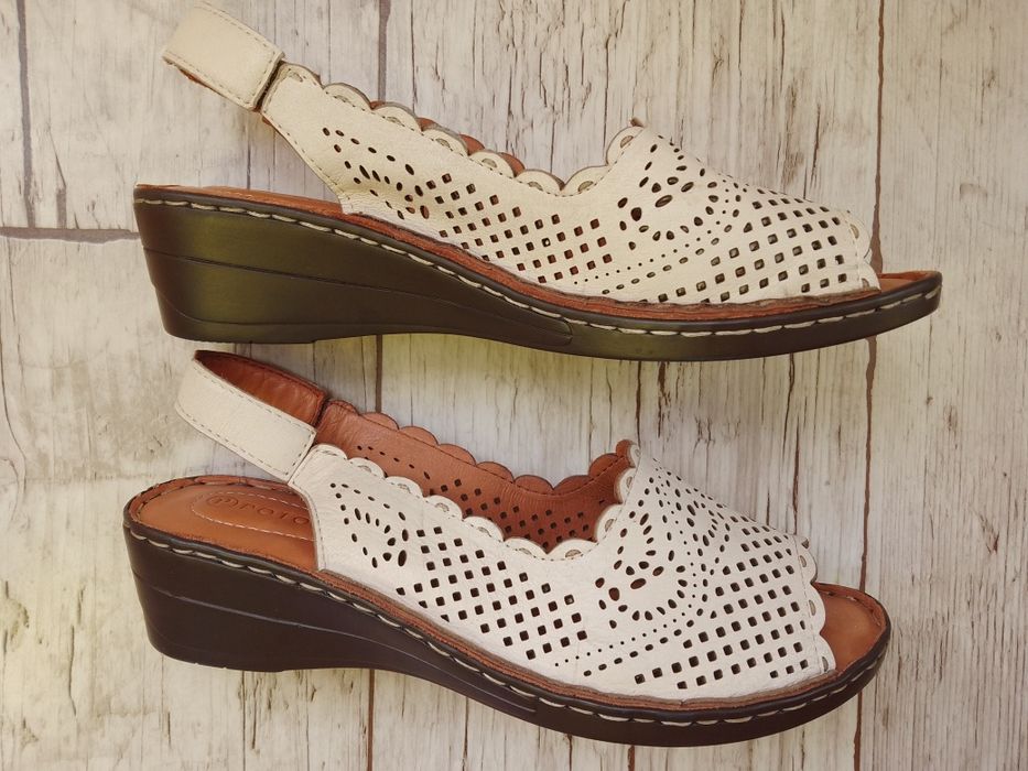 Sandały damskie beżowe skóra naturalna 41 casual