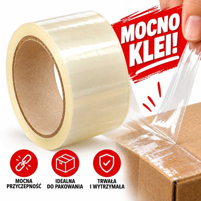 Przezroczysta taśma pakowa 48 mm x 45 m do wysyłek