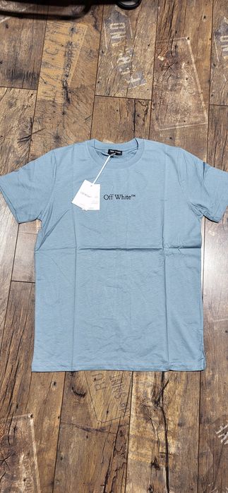 Off white męska koszulka t-shirt niebieska bawełna logo M