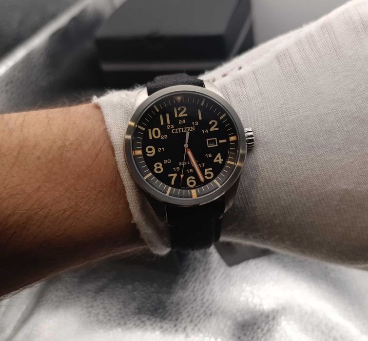 Zegarek męski Citizen Eco-Drive Military pilot, nowy, AW5000-24E