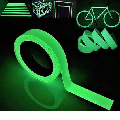 Taśma odblaskowa fluorescencyjna świecąca w nocy samoprzylepna 5m