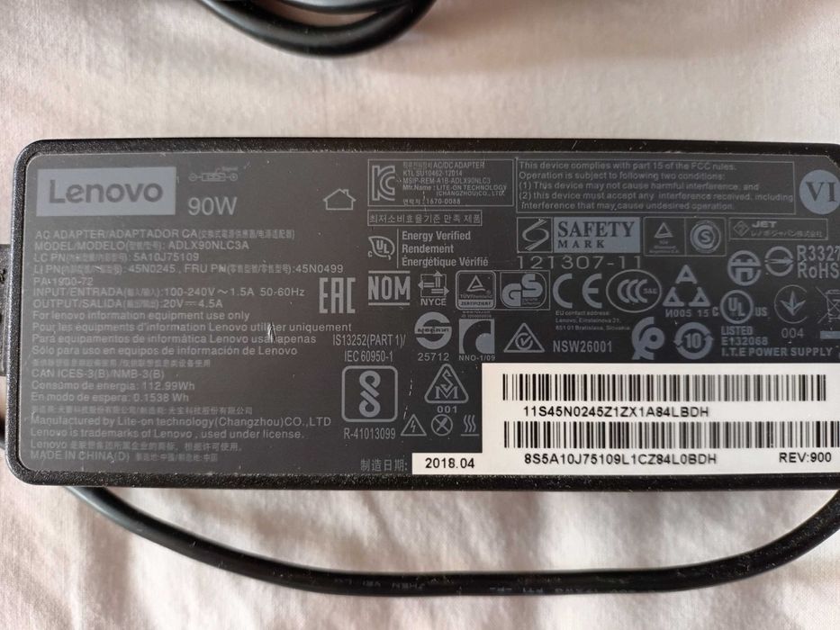Carregador Original Lenovo 20V 4.5A 90W ADLX90NCC3A
