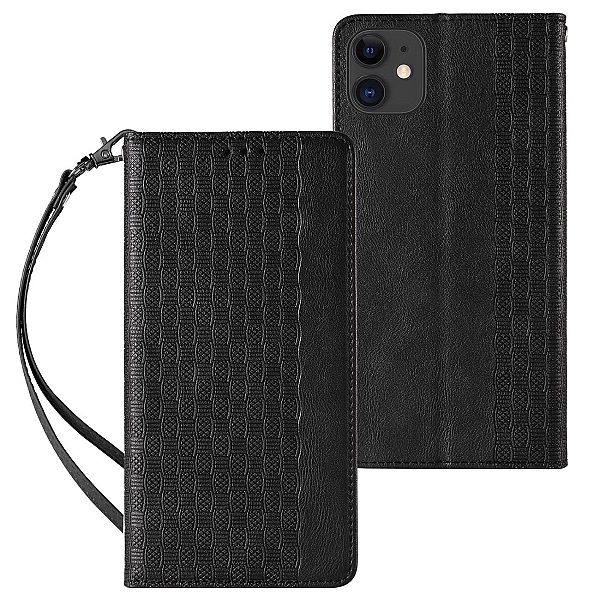 Magnet Strap Case etui do iPhone 12 pokrowiec portfel + mini smycz zaw