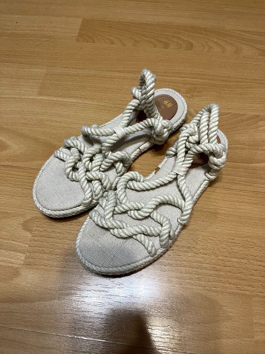 H&M Sandały damskie sznurkowe beżowe