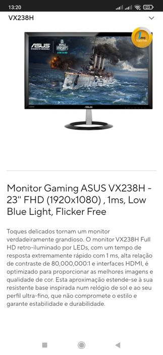 Monitor gaming 23 Asus LED