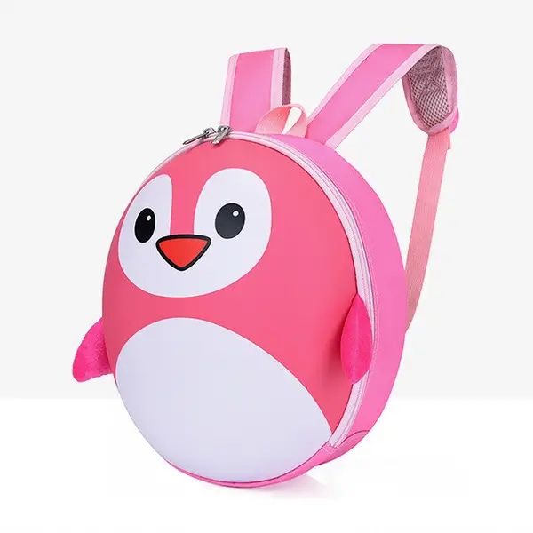 Дитячий рюкзак для дівчинки 3-6 років пінгвін рожевий