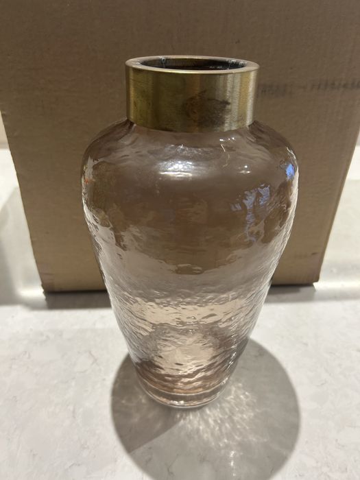 Jarro vidro com rebordo dourado